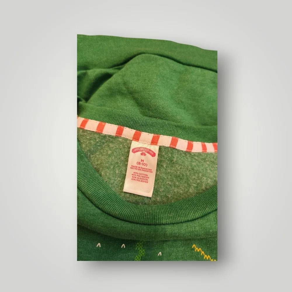Holiday time Green Elfie Christmas Sweater ugly sweater size M 8 10